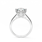 White Gold Round Shape Diamond Solitaire Engagement Ring With Prong Setting.